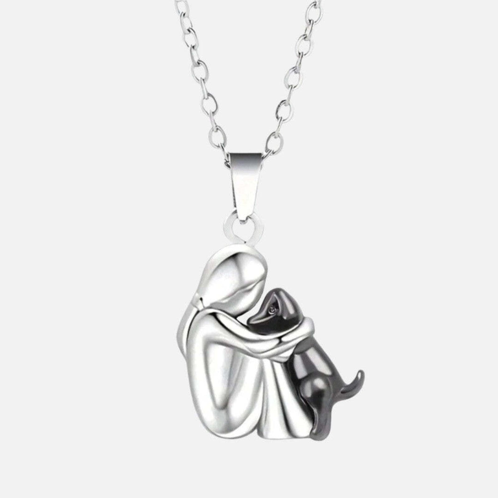 Collar con colgante de abrazo de perro "Para Siempre en Tu Corazón"