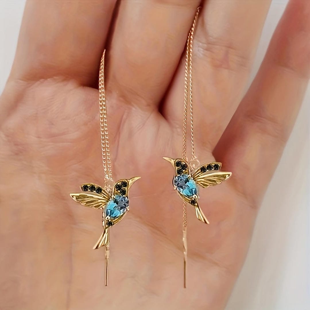 Oliver Pendientes Elegantes de Cadena con Piedra Preciosa