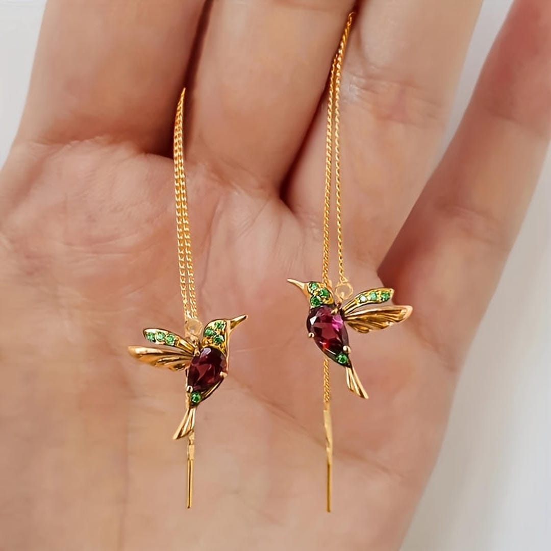 Oliver Pendientes Elegantes de Cadena con Piedra Preciosa